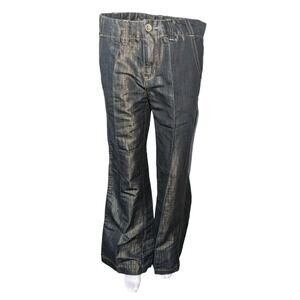 FYLO Jeans Shimmery Waxy Gold Light Blue Womens 6 32x32 Flared Leg